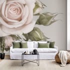 Miniatura fototapety Róże z pąkami na jasnym tle we wnętrzu salonu