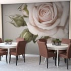 Miniatura fototapety Róże z pąkami na jasnym tle we wnętrzu kawiarni