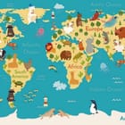 Miniatura fototapety Mapa świata dla dzieci z kontynentami