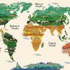 Miniatura fototapety Mapa świata z dinozaurami