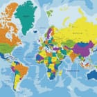 Miniatura fototapety Kolorowa mapa świata z krajami