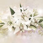 Miniatura fototapety Bukiet Białych Lilii z Liśćmi