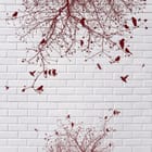 Miniatura fototapety Czerwone Gałęzie na Cegle