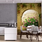 Miniatura fototapety Krzew Hortensji pod Łukiem we wnętrzu kuchni