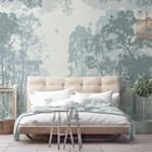 Miniatura fototapety Mglisty las z ptakami we wnętrzu sypialni