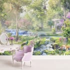 Miniatura fototapety Bujny ogród z mostkiem we wnętrzu przedpokoju