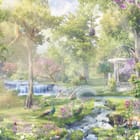 Miniatura fototapety Bujny ogród z mostkiem