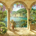 Miniatura fototapety Widok na port przez arkady