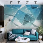 Miniatura fototapety Geometryczne wzory z trójkątów we wnętrzu salonu