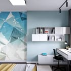 Miniatura fototapety Geometryczne wzory z trójkątów we wnętrzu pokoju nastolatka