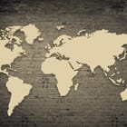 Miniatura fototapety Mapa świata na ceglanej ścianie