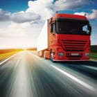 Miniatura fototapety Czerwony Truck na Szerokiej Drodze