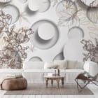 Miniatura fototapety Kwiaty i Liście na Okręgach we wnętrzu salonu