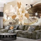 Miniatura fototapety Lilie i ornamenty roślinne we wnętrzu salonu