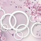 Miniatura fototapety Kwiaty i białe okręgi na tle