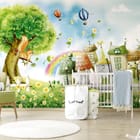 Miniatura fototapety Drzewo z Wiewiórką i Tęczą we wnętrzu pokoju dziecka