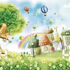 Miniatura fototapety Drzewo z Wiewiórką i Tęczą