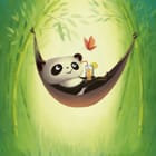 Miniatura fototapety Panda w hamaku wśród bambusów