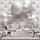 Miniatura fototapety Białe kule na pikowanym tle we wnętrzu salonu