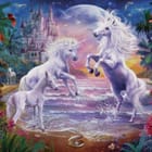 Miniatura fototapety Jednorożce na plaży z zamkiem