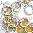 Miniatura fototapety Owoce w Wodzie z Zielonymi Liśćmi