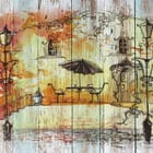 Miniatura fototapety Kawiarniany stolik z parasolem