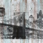 Miniatura fototapety Most i miejska panorama z desek