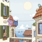 Miniatura fototapety Kolorowe budynki nad morzem