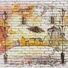 Miniatura fototapety Kawiarnia na ceglanej ścianie