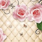 Miniatura fototapety Róże na beżowym tle z wzorami