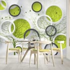 Miniatura fototapety Abstrakcyjne okręgi z zielenią we wnętrzu kuchni