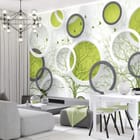 Miniatura fototapety Abstrakcyjne okręgi z zielenią we wnętrzu salonu