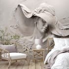 Miniatura fototapety Kobieta w kapeluszu z reliefu we wnętrzu sypialni