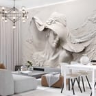 Miniatura fototapety Kobieta w kapeluszu z reliefu we wnętrzu salonu