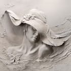 Miniatura fototapety Kobieta w kapeluszu z reliefu