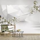 Miniatura fototapety Srebrne kule w futurystycznym tunelu we wnętrzu salonu