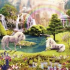 Miniatura fototapety Jednorożce przy stawie