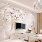 Miniatura fototapety Diamenty na jedwabistym tle we wnętrzu salonu