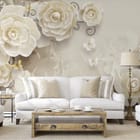 Miniatura fototapety Kremowe róże i delikatne spirale we wnętrzu salonu