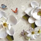 Miniatura fototapety Białe kwiaty magnolii na tle