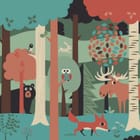 Miniatura fototapety Zwierzęta w lesie na polanie