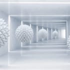 Miniatura fototapety Geometryczne kule w białym tunelu