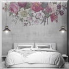 Miniatura fototapety Egzotyczne kwiaty na betonie we wnętrzu sypialni