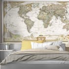 Miniatura fototapety Klasyczna mapa świata w ramce we wnętrzu pokoju nastolatka