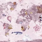 Miniatura fototapety Mapa świata z ilustracjami zwierząt