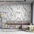 Miniatura fototapety Abstrakcyjne wzory z liśćmi we wnętrzu salonu