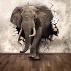 Miniatura fototapety Słoń wychodzący przez ścianę