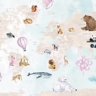 Miniatura fototapety Mapa świata z ilustracjami zwierząt