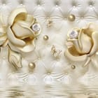 Miniatura fototapety Złote Kwiaty z Diamentami