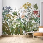 Miniatura fototapety Kolorowe kwiaty na białym tle we wnętrzu salonu